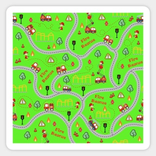 Fireman cute seamless kids pattern bright green Sticker